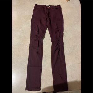 Maroon skinny jeans